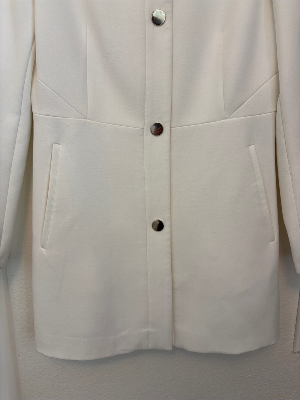 ZARA White Collarless Longline Blazer - Picture 4 of 6